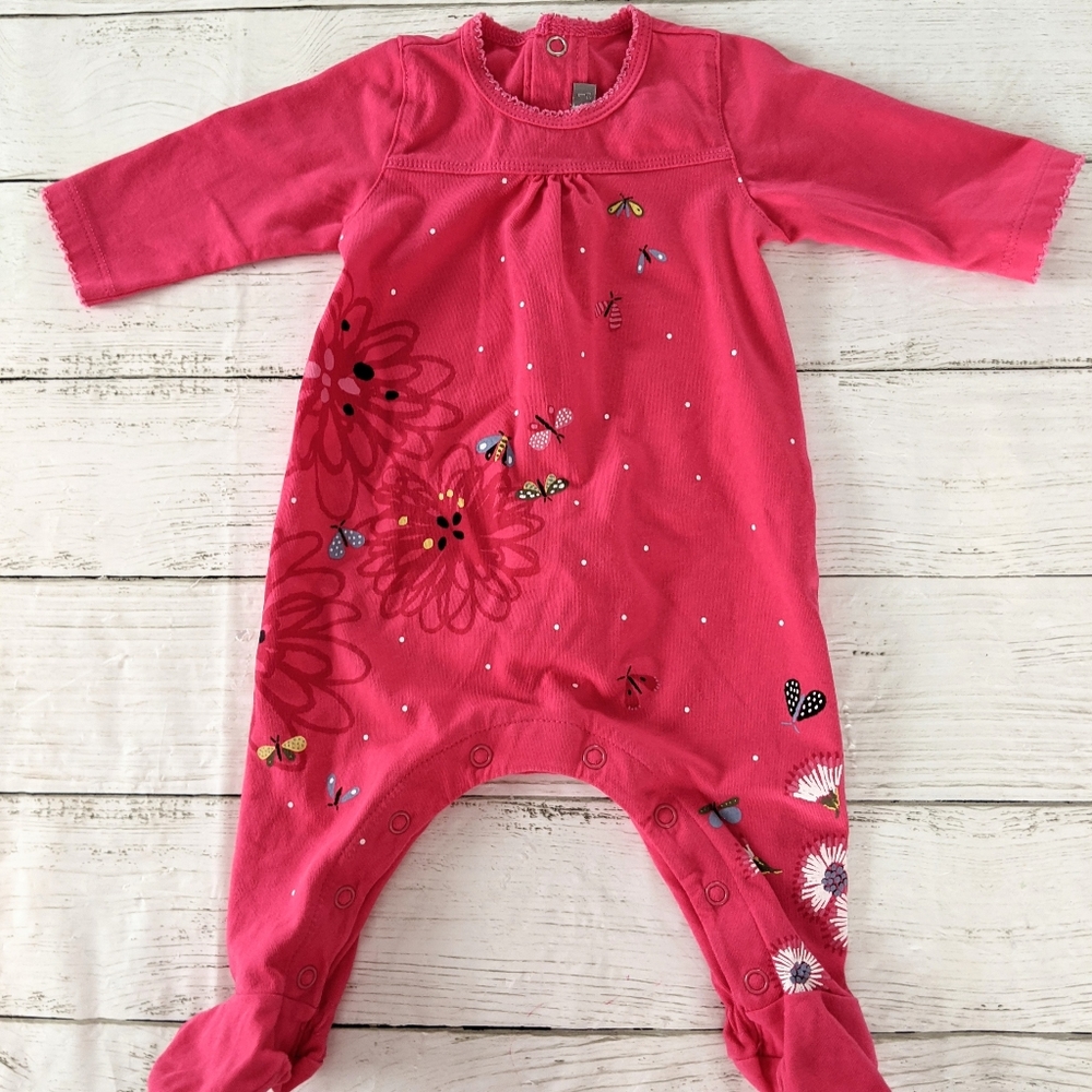 Size 1 Dark Pink Catimini Footed Onesie Sleeper